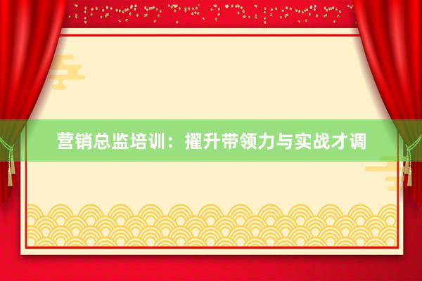 营销总监培训:擢升带领力与实战才调